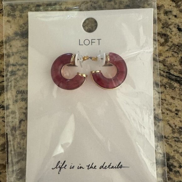 NWT Loft Two Tone Resin Hoop Earrings - Picture 2 of 3